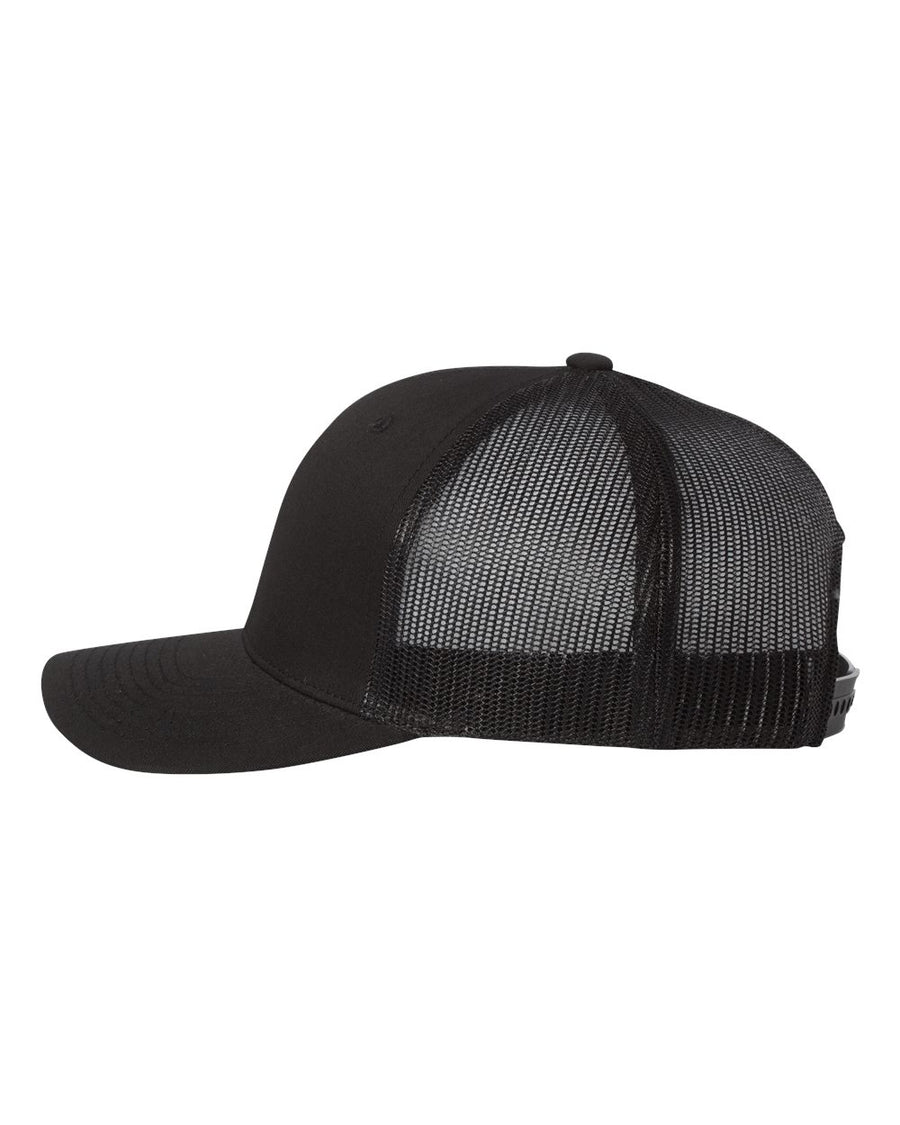 Trucker Hat Black/Black-GRAY SIDE LOGO- Item #43195