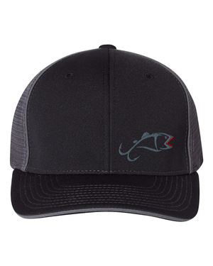 Trucker Hat Black/Black-GRAY SIDE LOGO- Item #43195