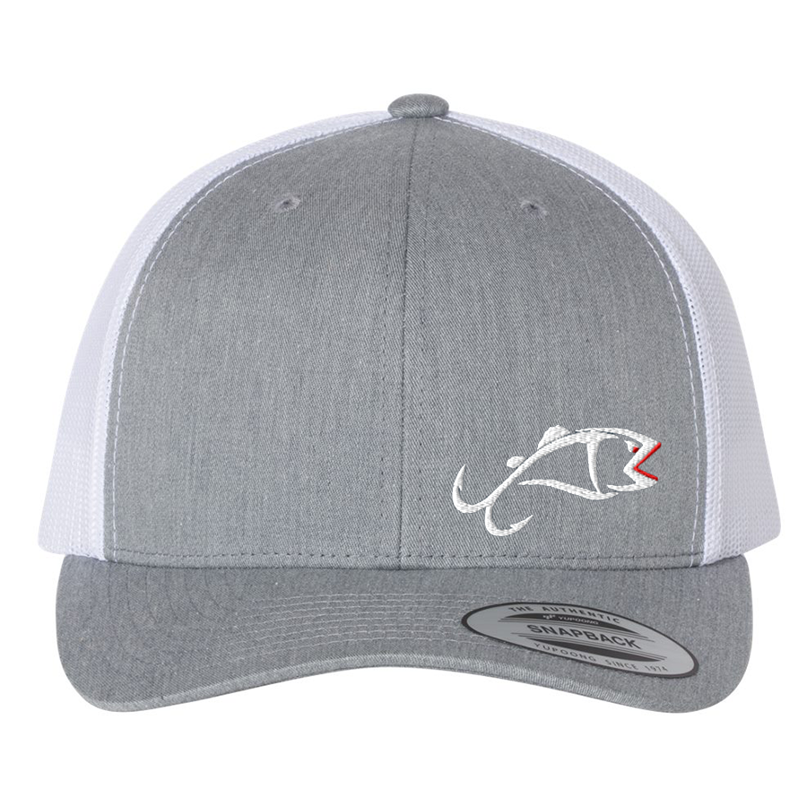 Trucker Hat Heather Grey/White-WHITE SIDE LOGO- Item #43195